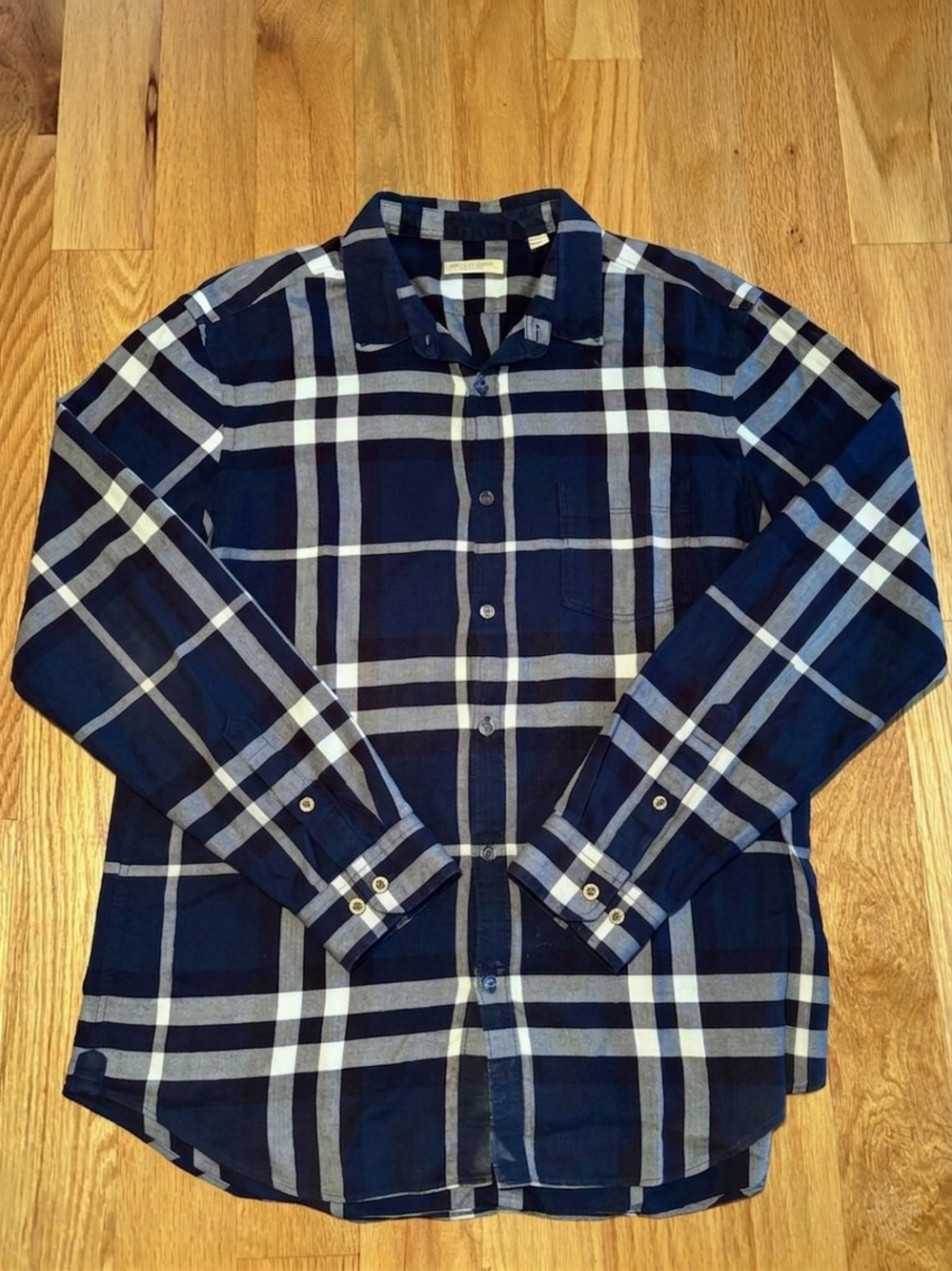 Burberry Plaid Navy Button Down Shirt